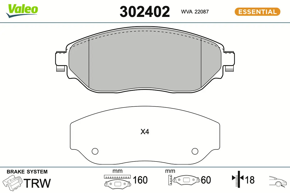 Bremsbelagsatz, Scheibenbremse Vorderachse VALEO 302402