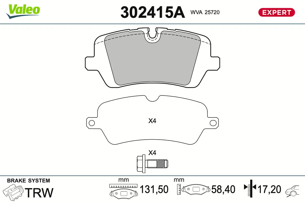 Bremsbelagsatz, Scheibenbremse Hinterachse VALEO 302415A