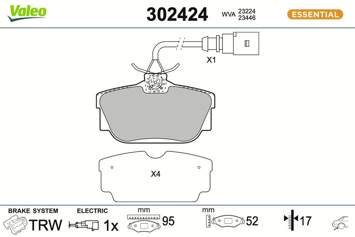 Bremsbelagsatz, Scheibenbremse Hinterachse VALEO 302424