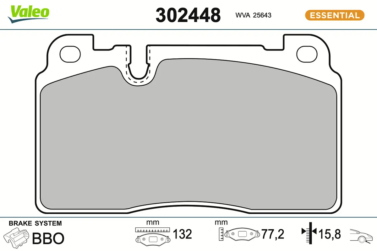 Bremsbelagsatz, Scheibenbremse Vorderachse VALEO 302448