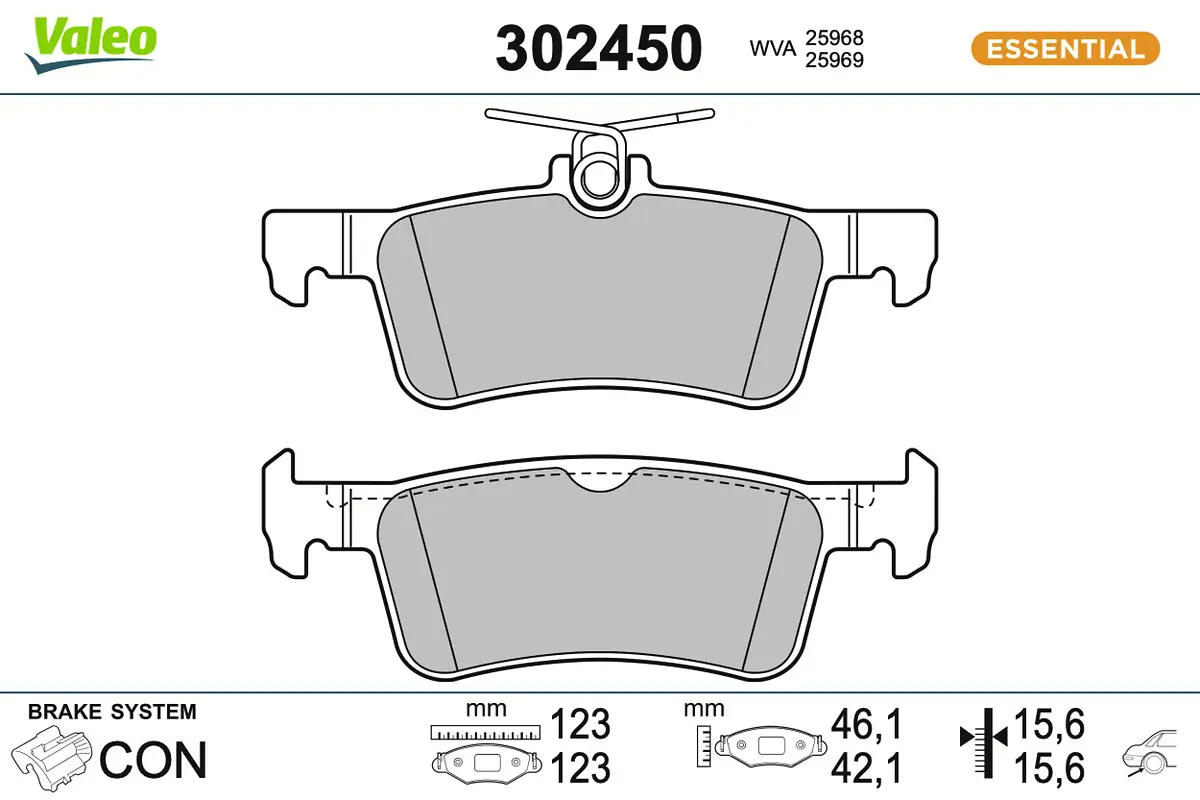 Bremsbelagsatz, Scheibenbremse Hinterachse VALEO 302450