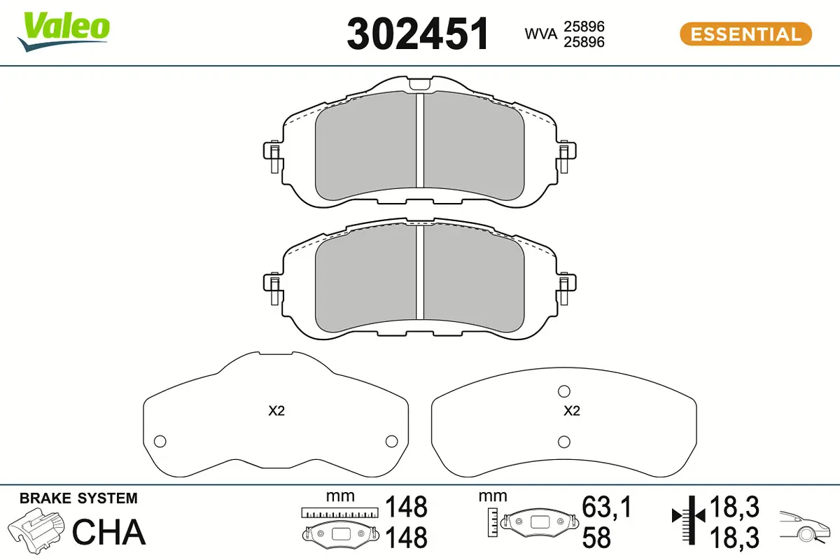 Bremsbelagsatz, Scheibenbremse Vorderachse VALEO 302451