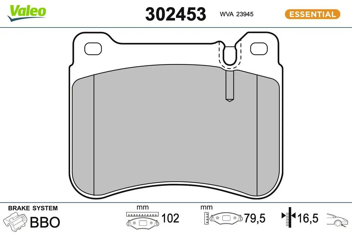 Bremsbelagsatz, Scheibenbremse Vorderachse VALEO 302453