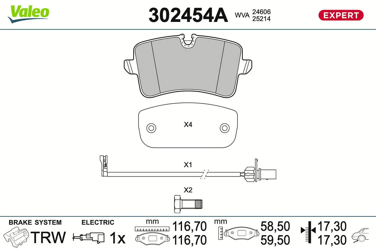 Bremsbelagsatz, Scheibenbremse Hinterachse VALEO 302454A