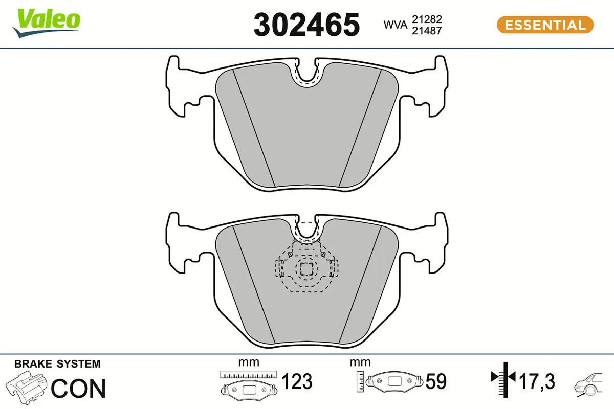 Bremsbelagsatz, Scheibenbremse Hinterachse VALEO 302465