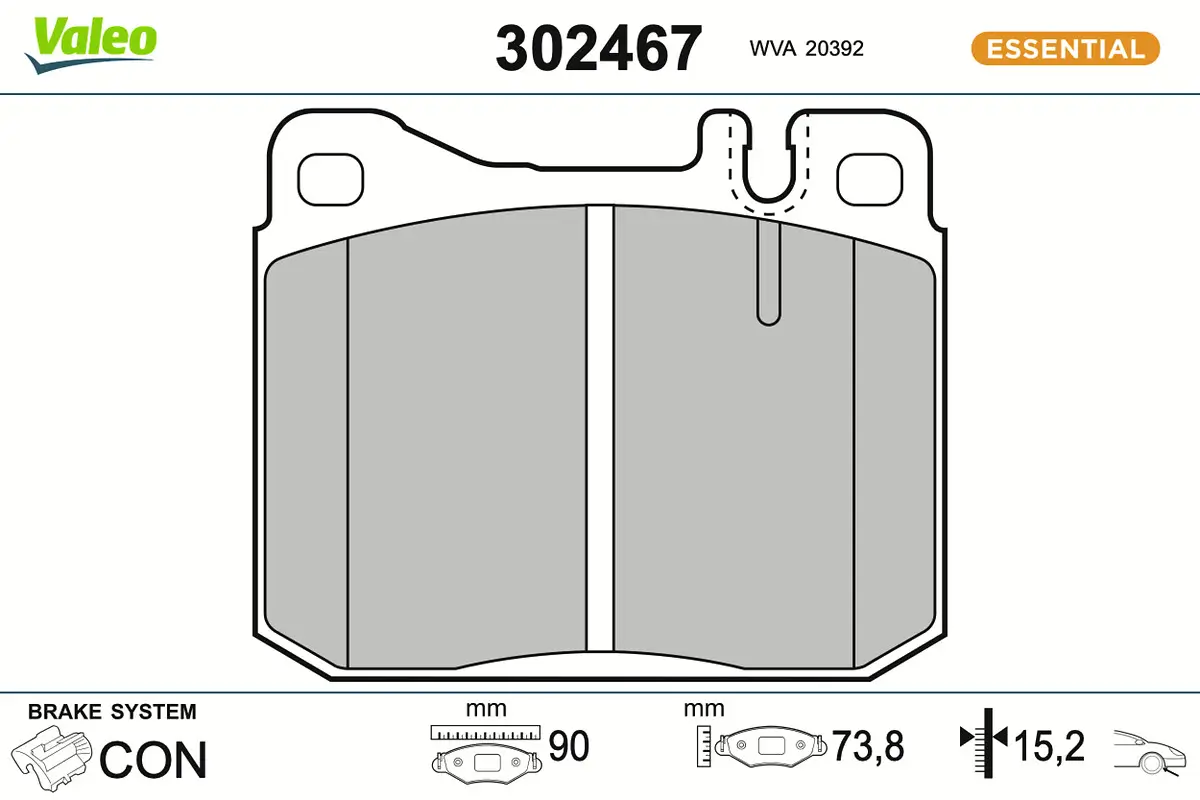 Bremsbelagsatz, Scheibenbremse Vorderachse VALEO 302467