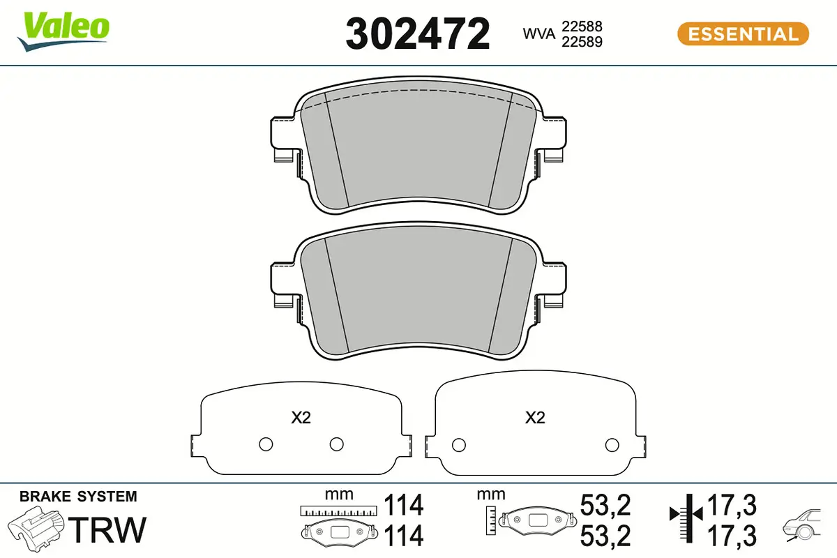 Bremsbelagsatz, Scheibenbremse Hinterachse VALEO 302472