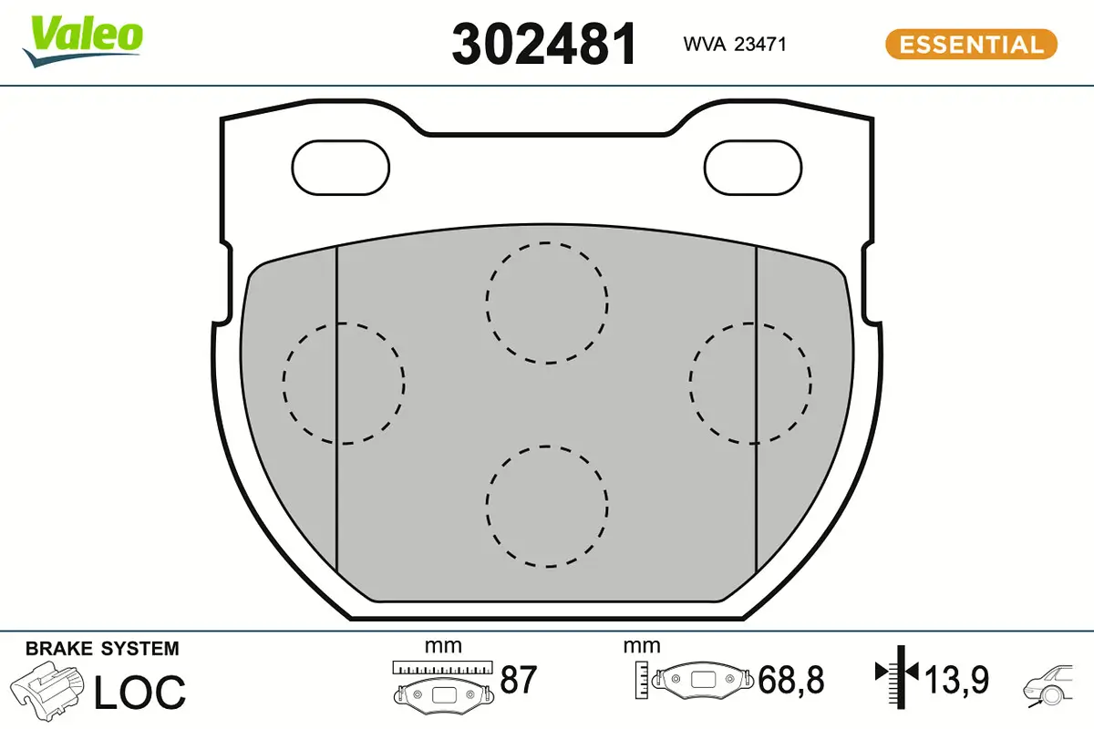 Bremsbelagsatz, Scheibenbremse Hinterachse VALEO 302481