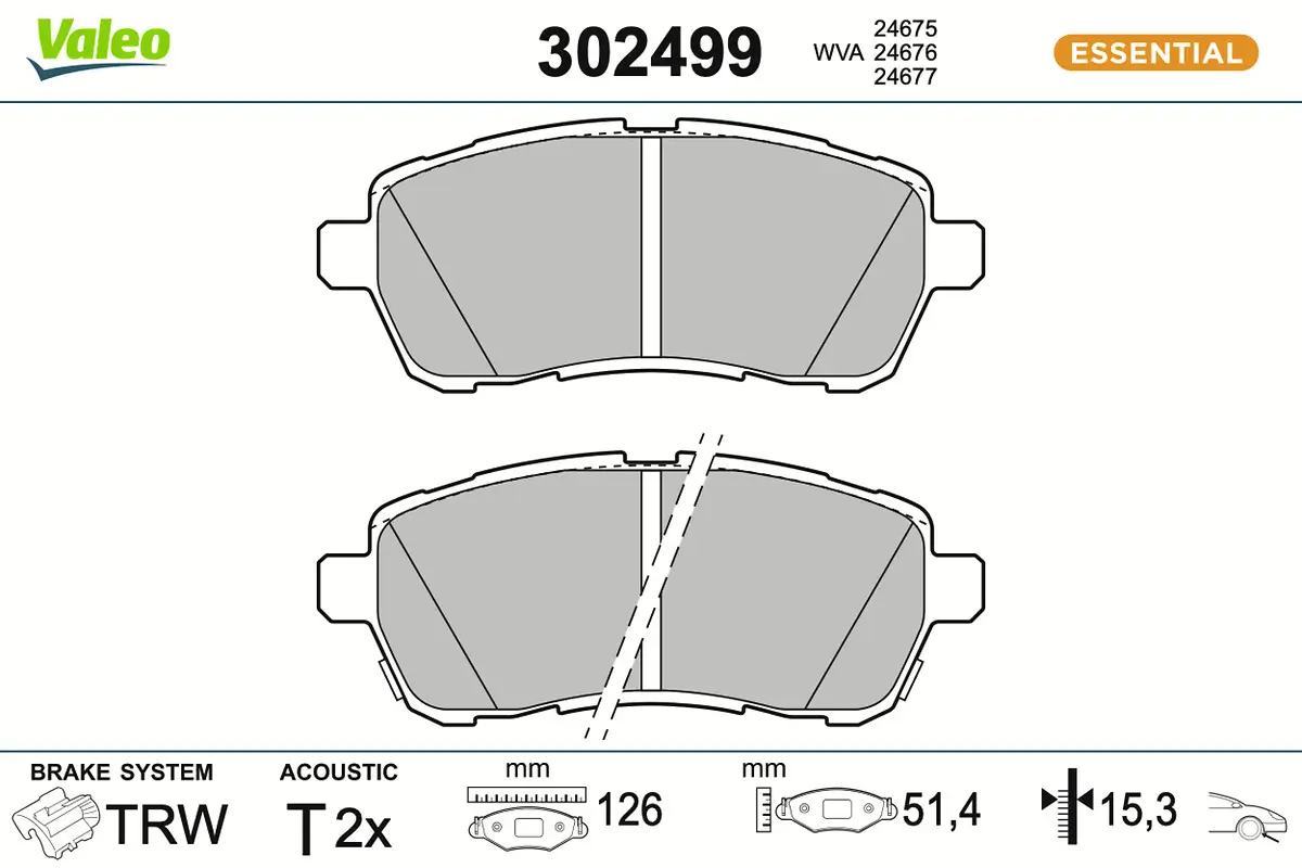 Bremsbelagsatz, Scheibenbremse Vorderachse VALEO 302499