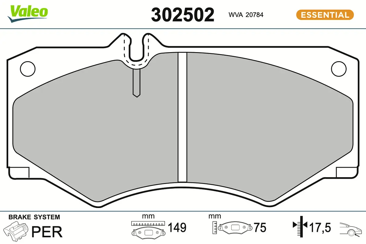 Bremsbelagsatz, Scheibenbremse Vorderachse VALEO 302502