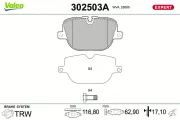 Bremsbelagsatz, Scheibenbremse Hinterachse VALEO 302503A