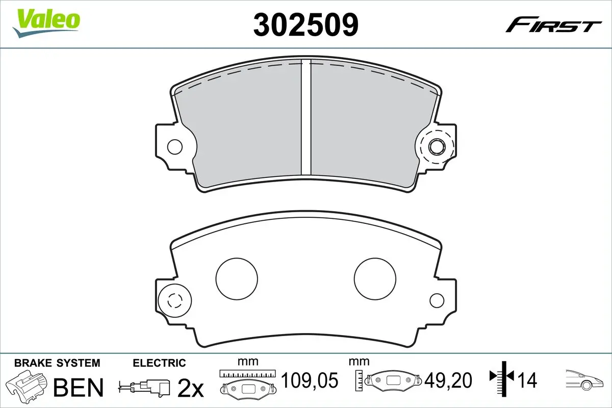 Bremsbelagsatz, Scheibenbremse VALEO 302509