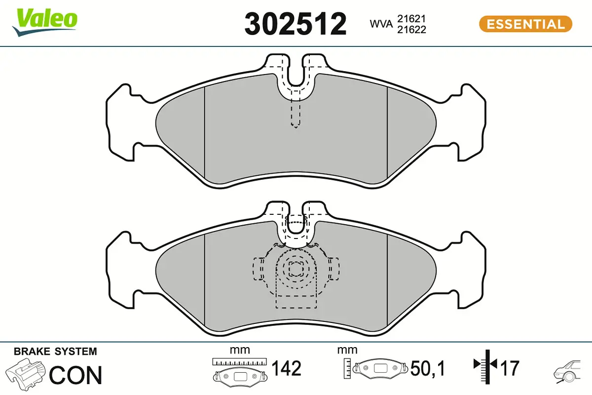 Bremsbelagsatz, Scheibenbremse Hinterachse VALEO 302512