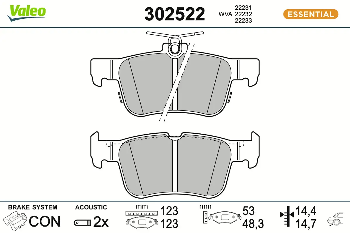 Bremsbelagsatz, Scheibenbremse Hinterachse VALEO 302522