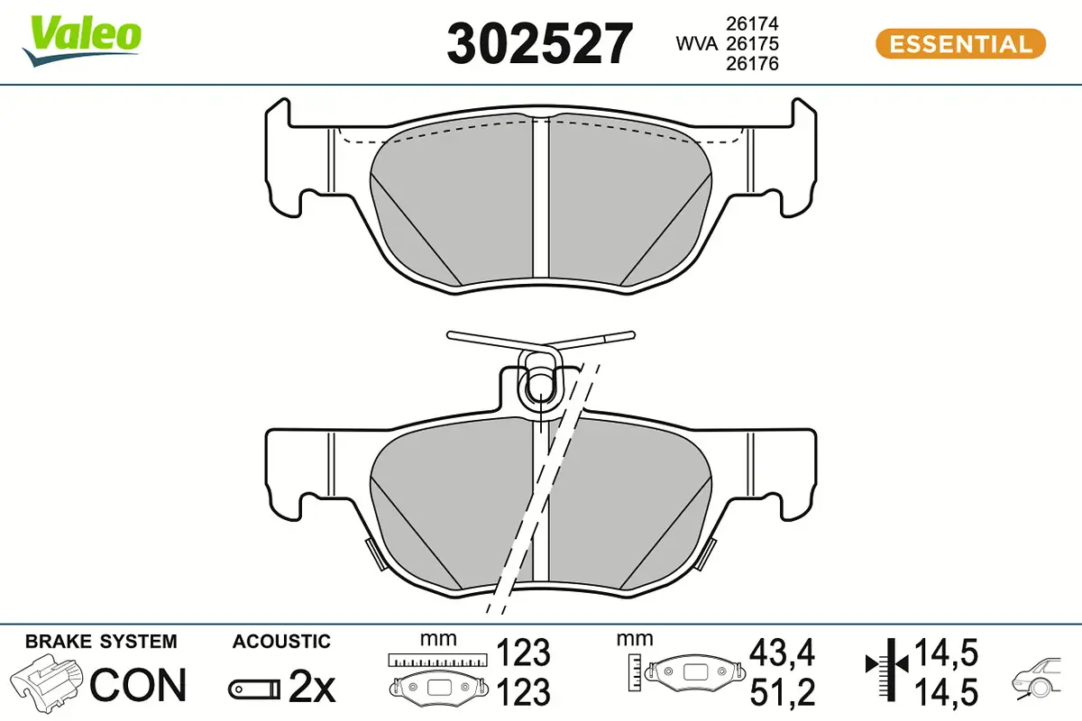 Bremsbelagsatz, Scheibenbremse Hinterachse VALEO 302527