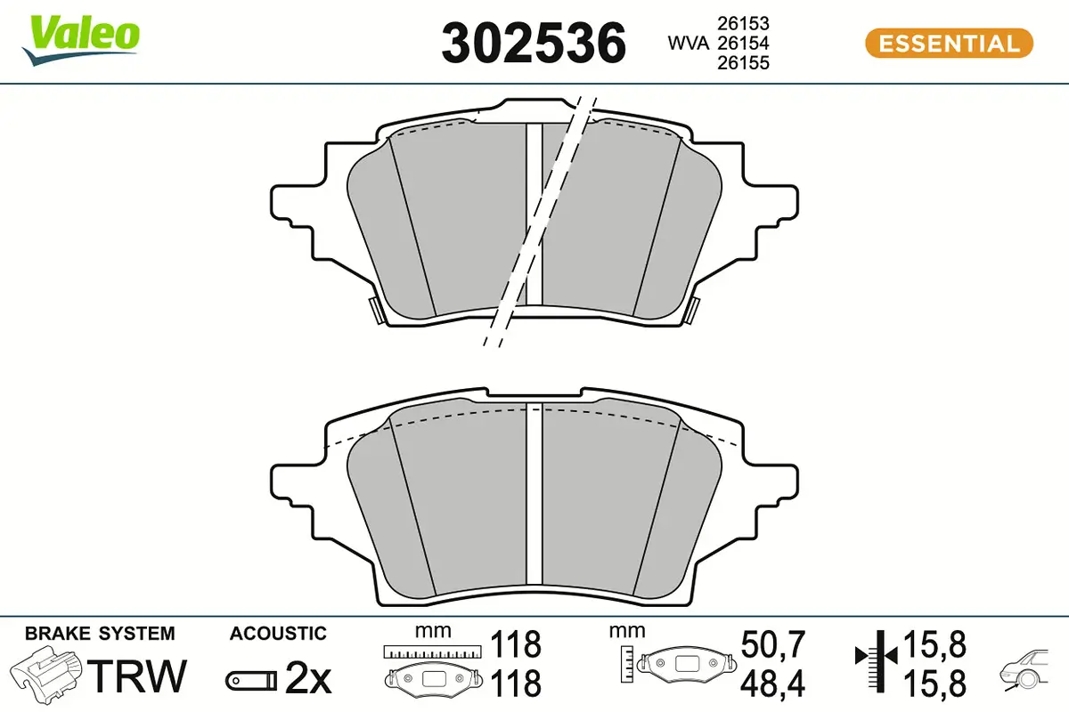 Bremsbelagsatz, Scheibenbremse Hinterachse VALEO 302536