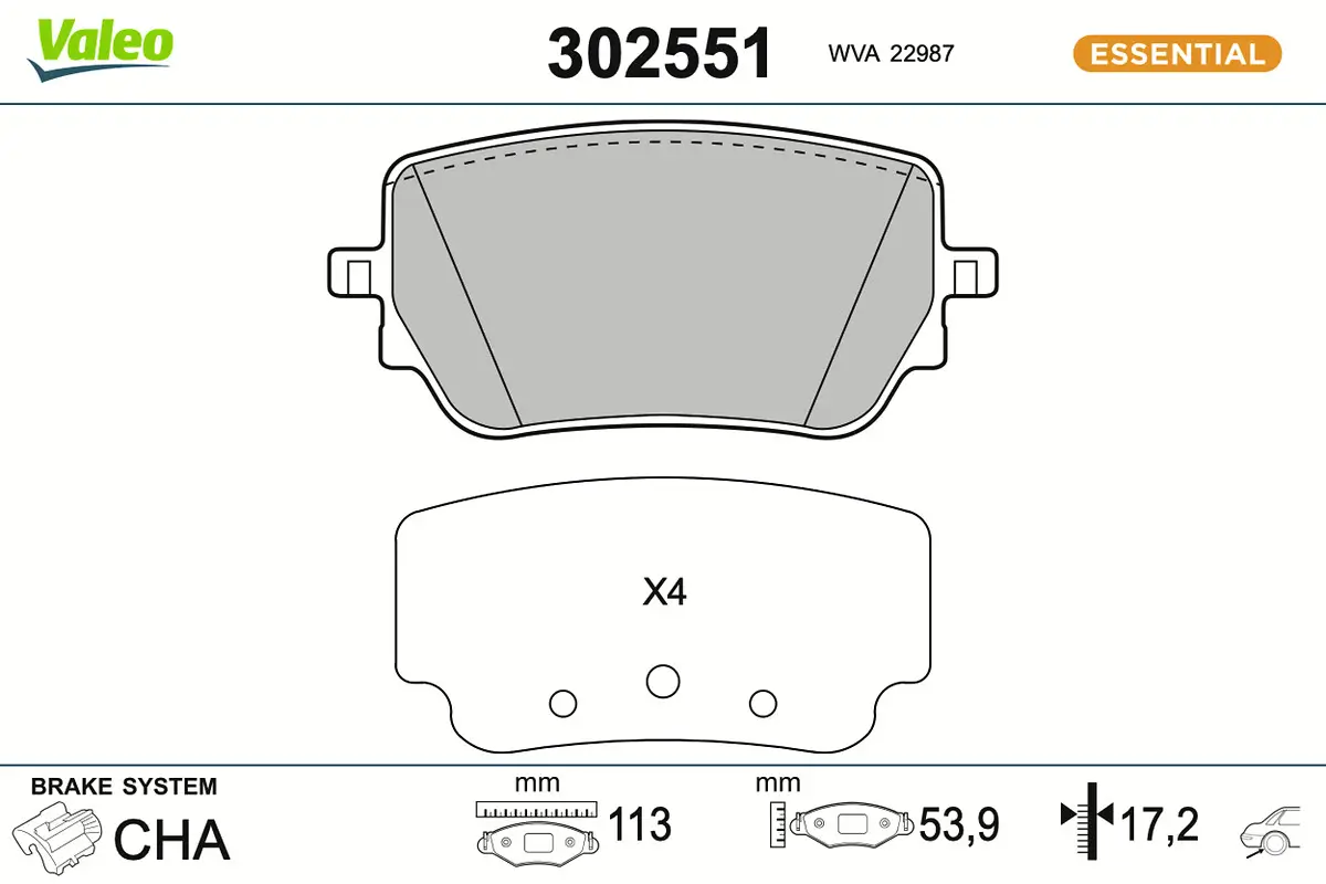 Bremsbelagsatz, Scheibenbremse Hinterachse VALEO 302551