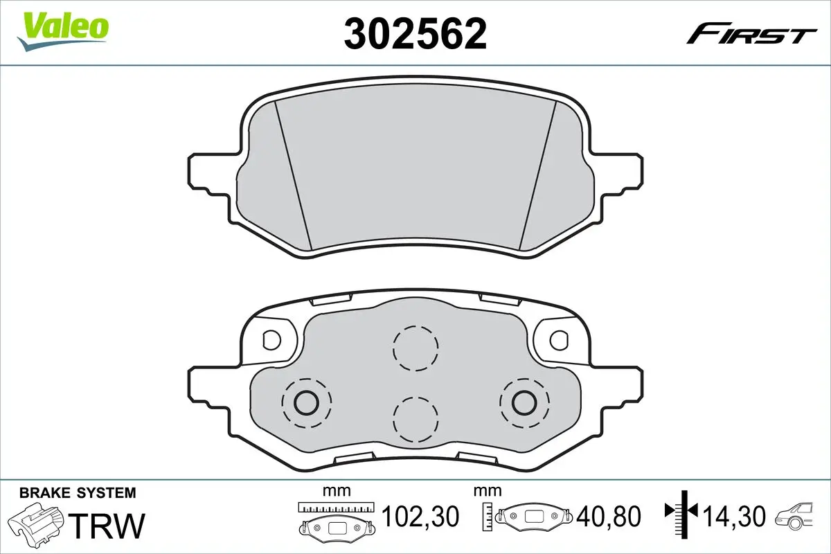Bremsbelagsatz, Scheibenbremse Hinterachse VALEO 302562