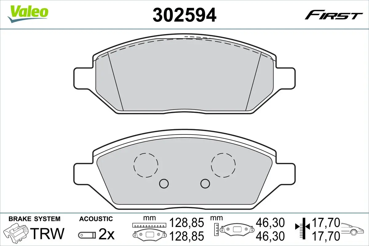 Bremsbelagsatz, Scheibenbremse Vorderachse VALEO 302594