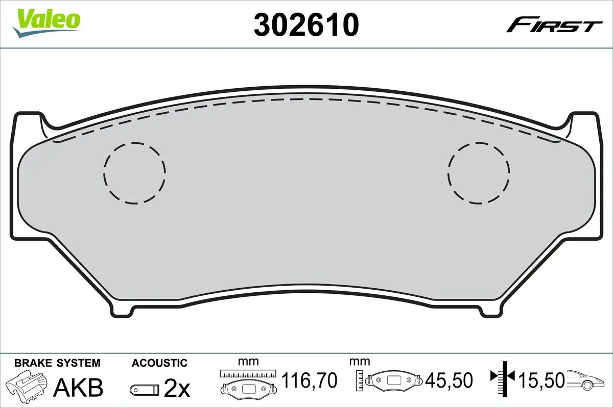 Bremsbelagsatz, Scheibenbremse Vorderachse VALEO 302610