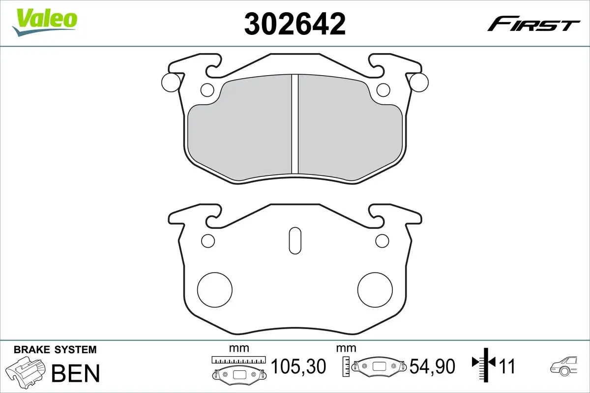 Bremsbelagsatz, Scheibenbremse VALEO 302642