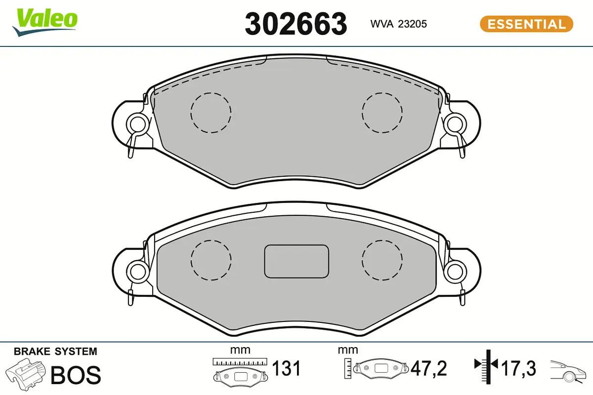 Bremsbelagsatz, Scheibenbremse Vorderachse VALEO 302663
