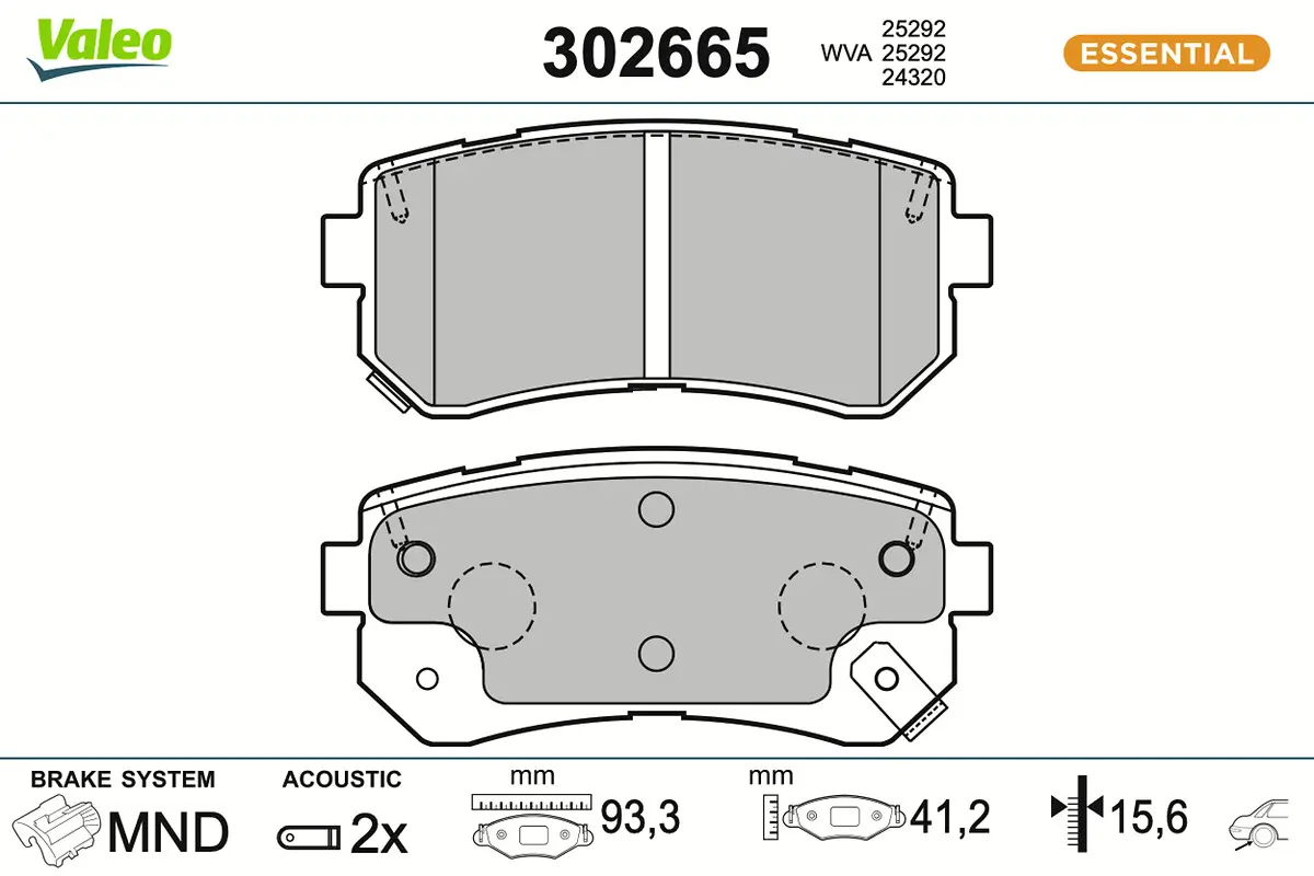 Bremsbelagsatz, Scheibenbremse Hinterachse VALEO 302665