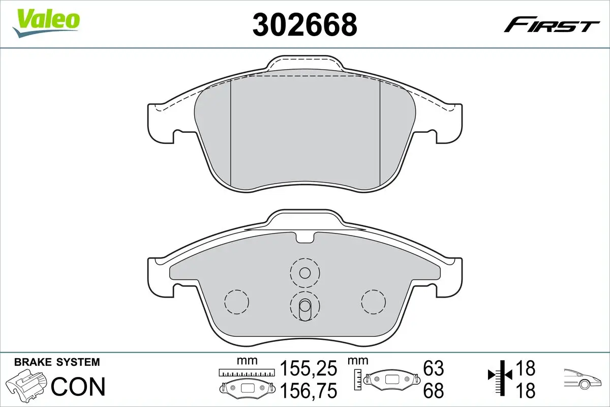 Bremsbelagsatz, Scheibenbremse VALEO 302668