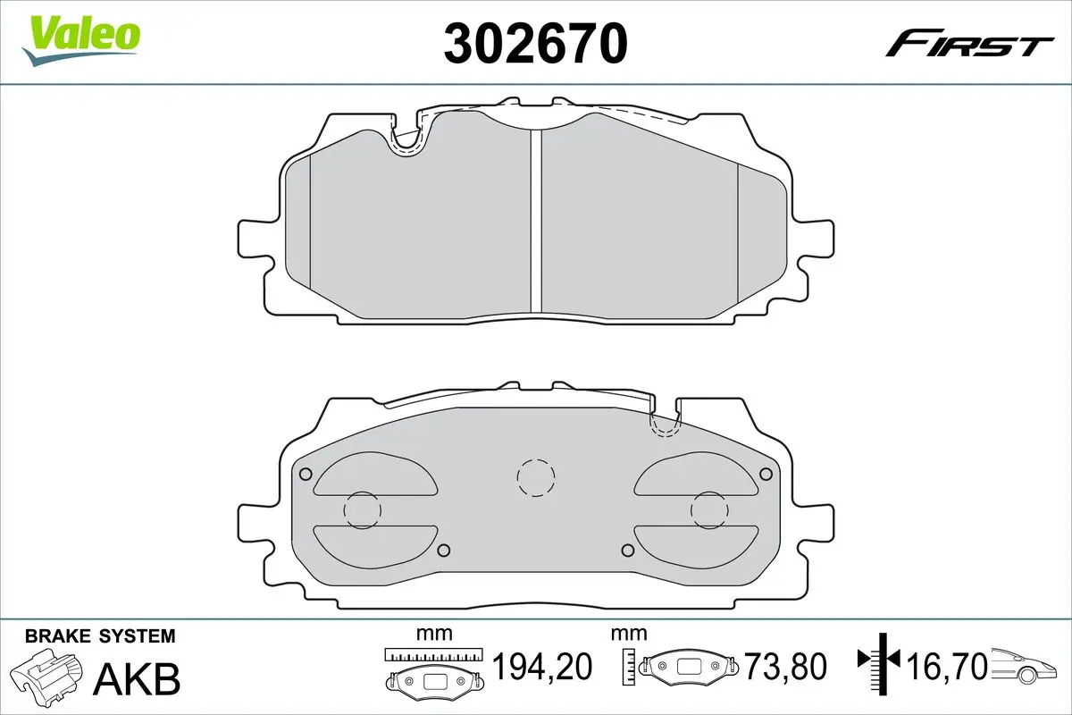 Bremsbelagsatz, Scheibenbremse VALEO 302670