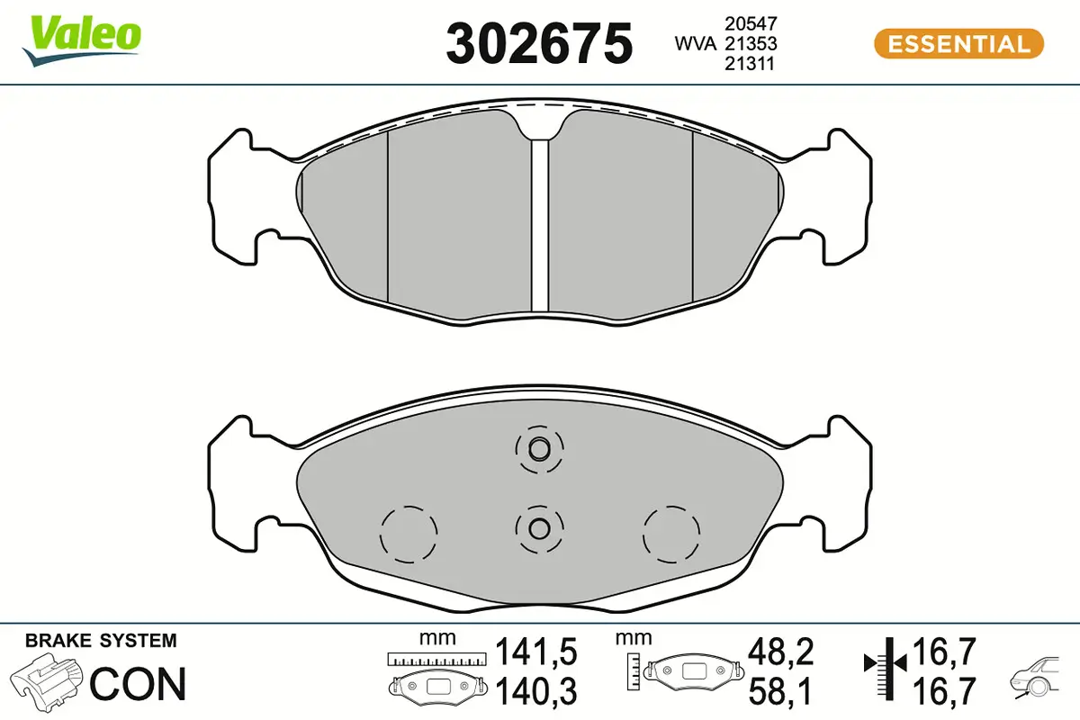 Bremsbelagsatz, Scheibenbremse Hinterachse VALEO 302675