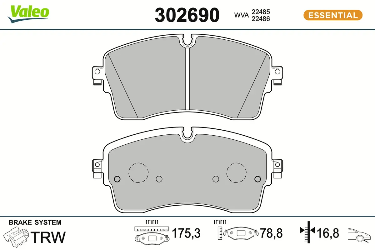 Bremsbelagsatz, Scheibenbremse Vorderachse VALEO 302690