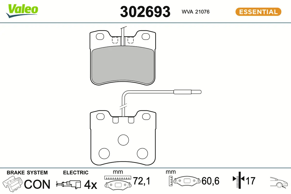 Bremsbelagsatz, Scheibenbremse Vorderachse VALEO 302693