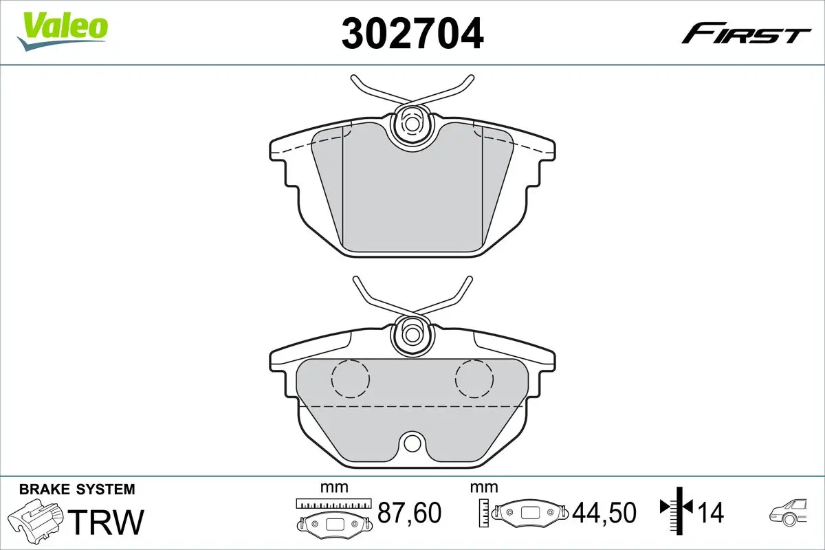 Bremsbelagsatz, Scheibenbremse Hinterachse VALEO 302704