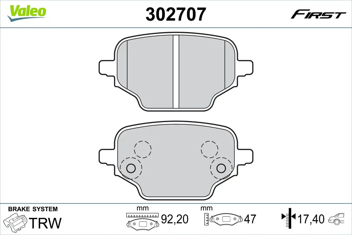 Bremsbelagsatz, Scheibenbremse Hinterachse VALEO 302707
