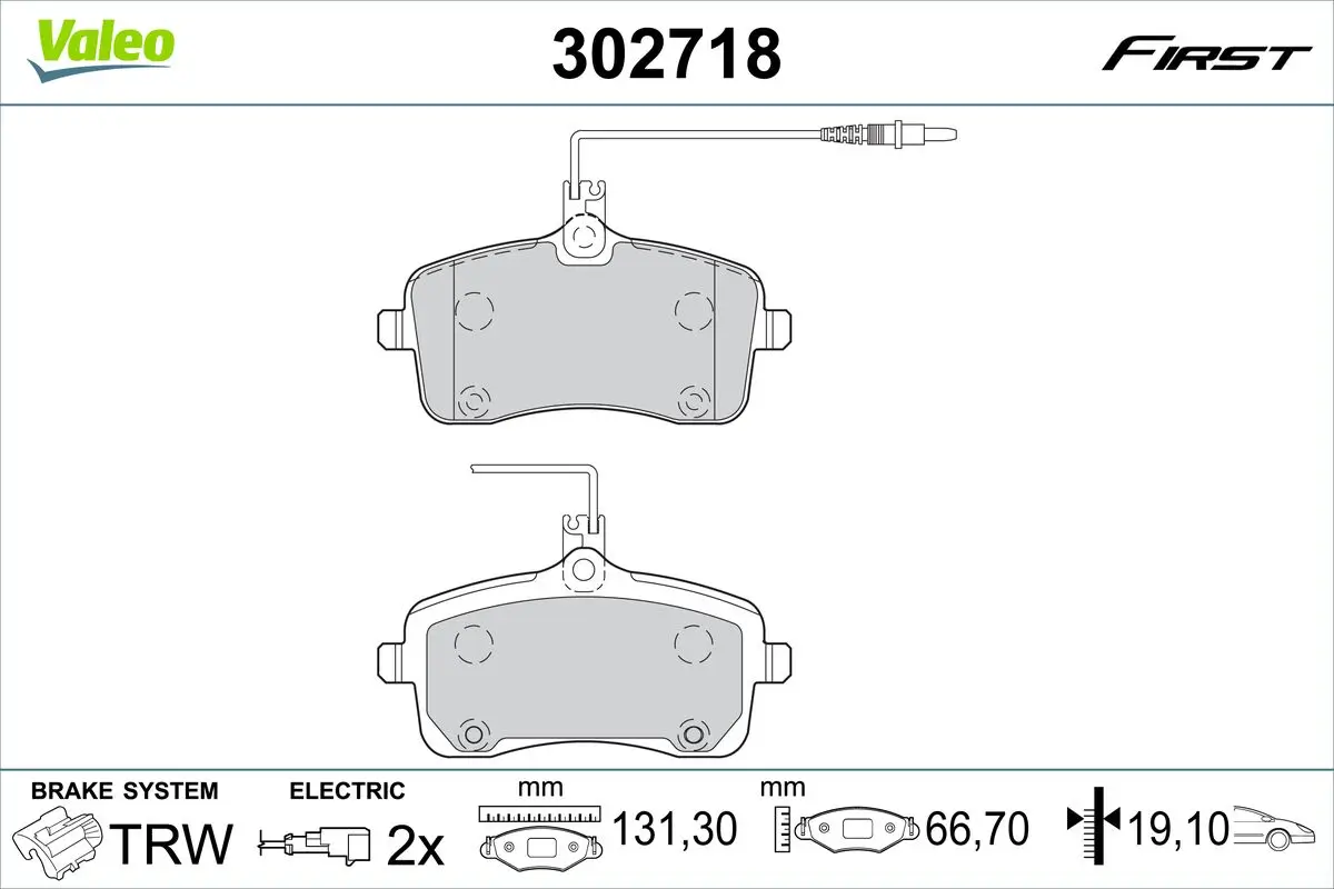 Bremsbelagsatz, Scheibenbremse Vorderachse VALEO 302718
