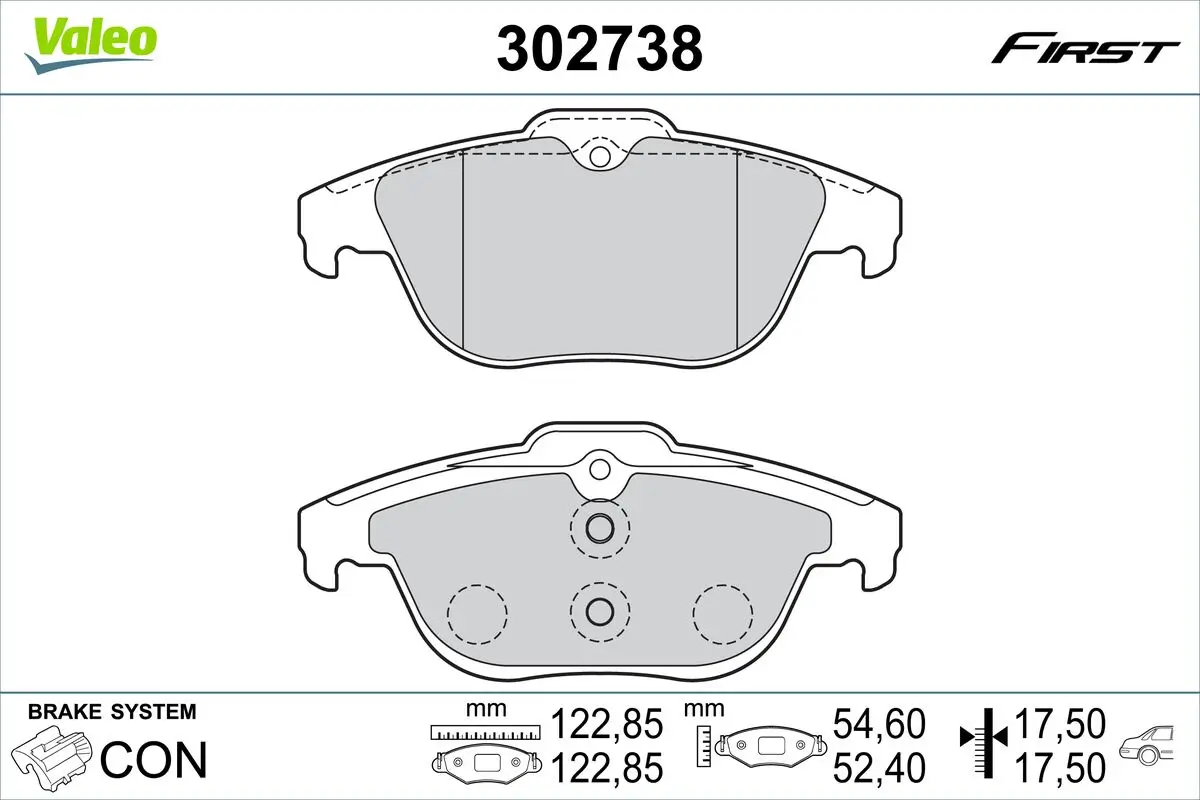 Bremsbelagsatz, Scheibenbremse Hinterachse VALEO 302738