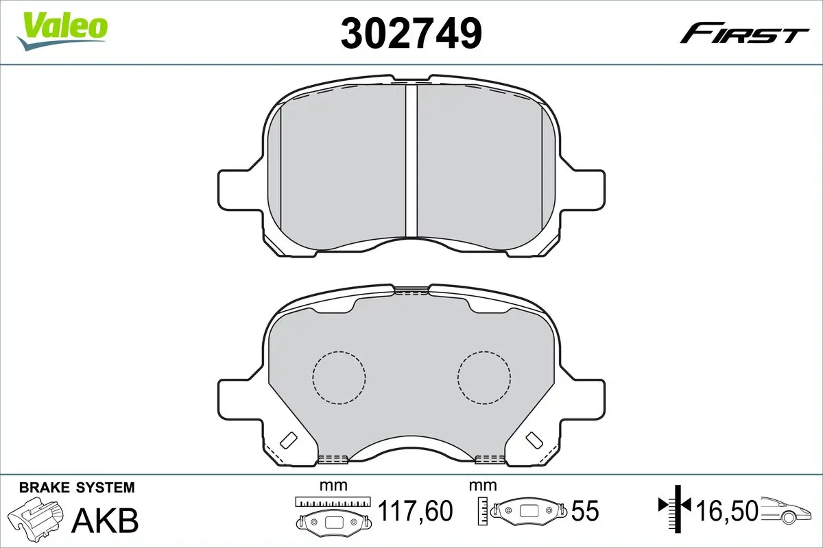 Bremsbelagsatz, Scheibenbremse Vorderachse VALEO 302749