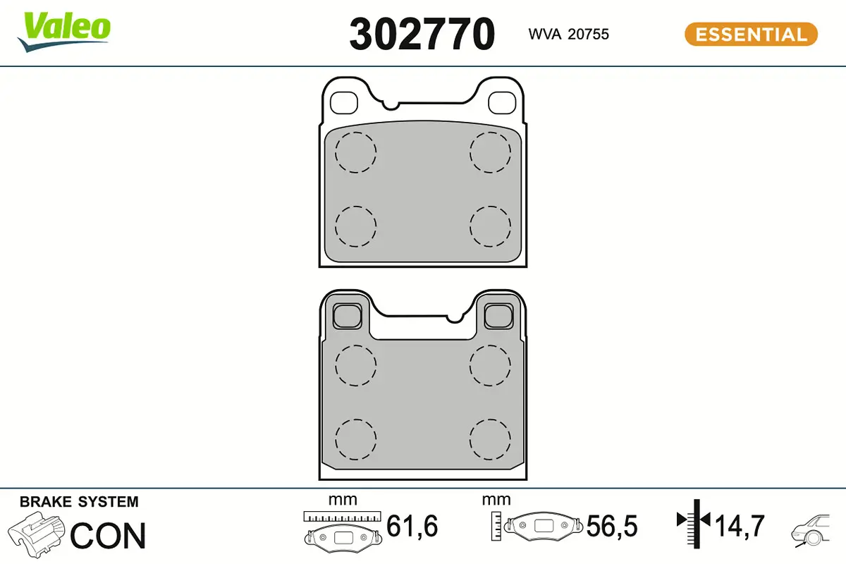 Bremsbelagsatz, Scheibenbremse Hinterachse VALEO 302770