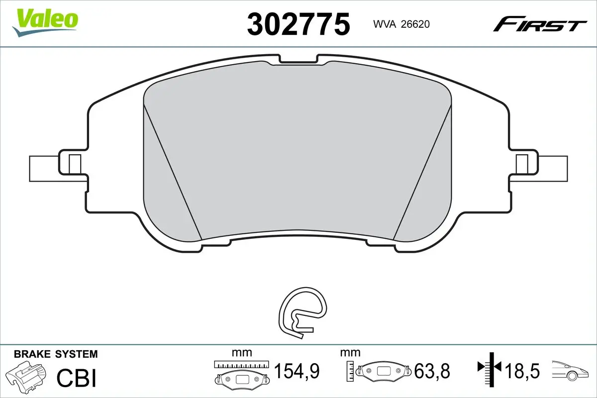 Bremsbelagsatz, Scheibenbremse Vorderachse VALEO 302775
