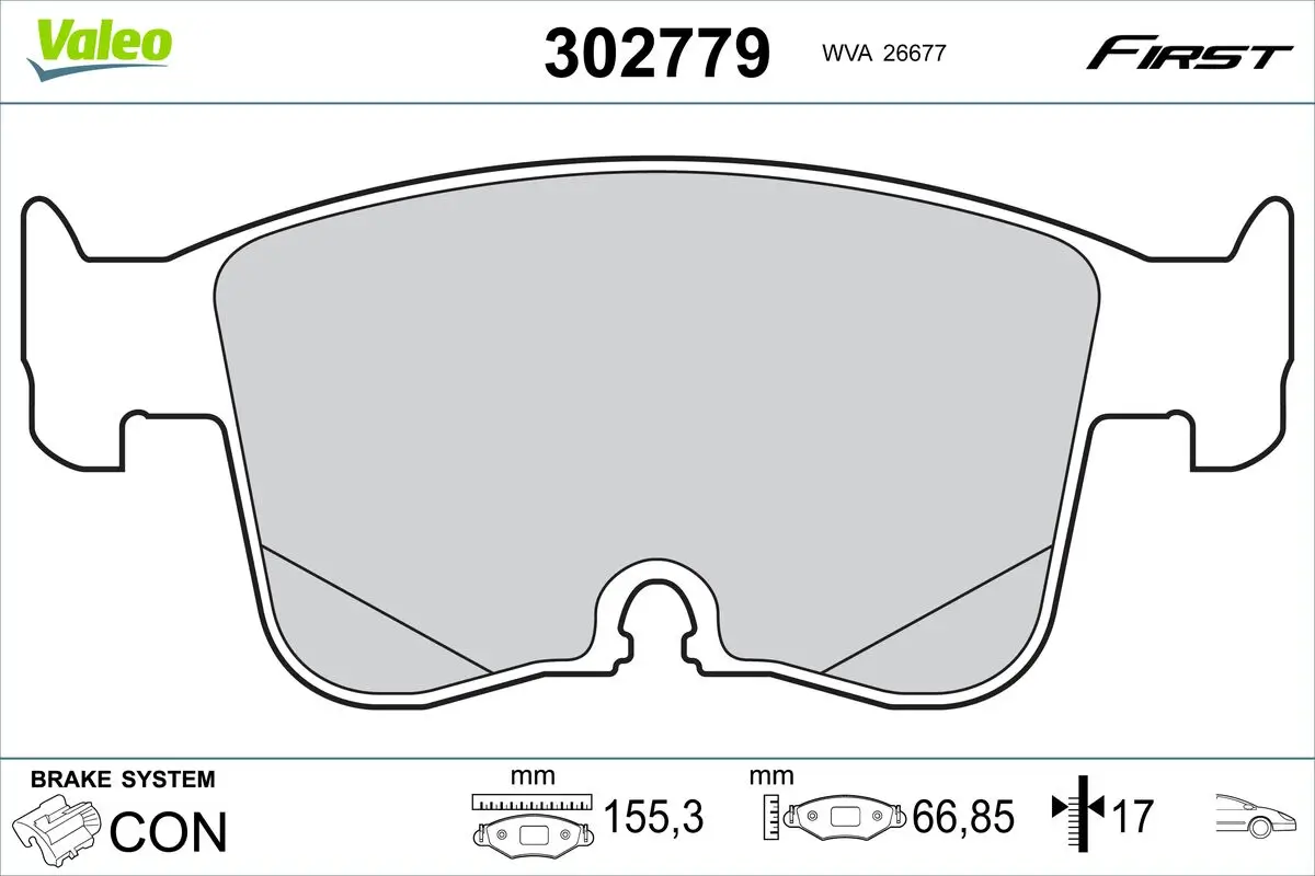 Bremsbelagsatz, Scheibenbremse Vorderachse VALEO 302779