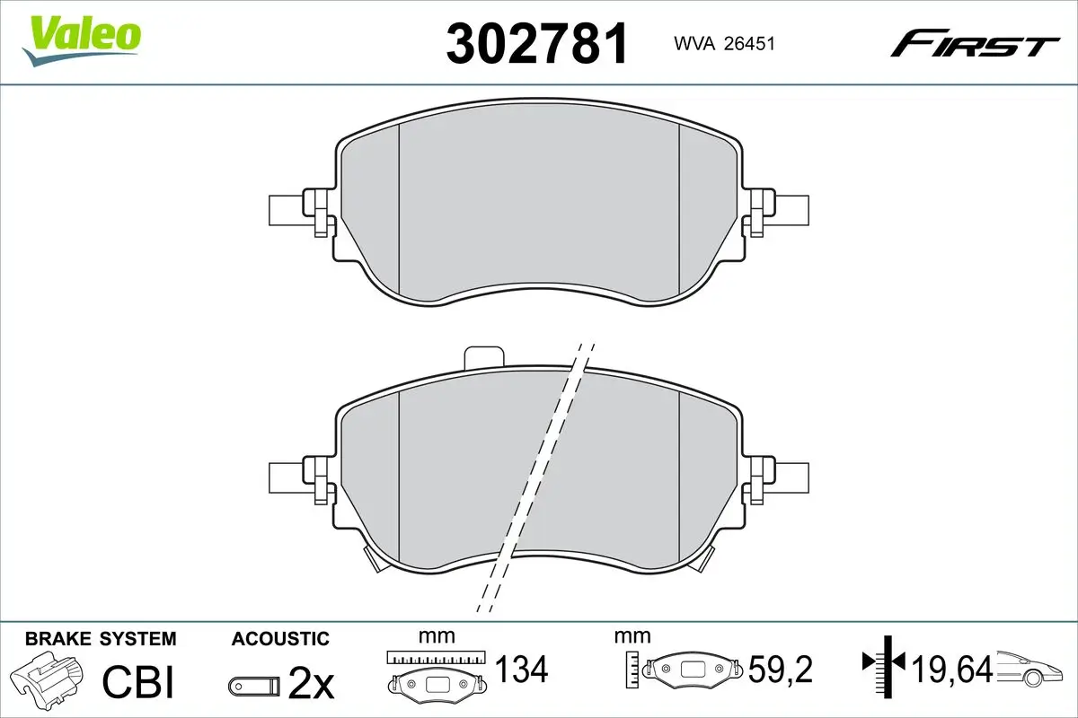 Bremsbelagsatz, Scheibenbremse Vorderachse VALEO 302781