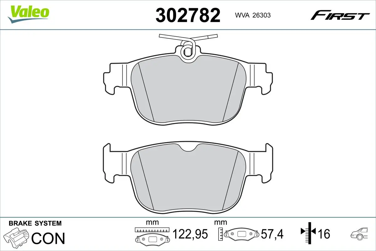 Bremsbelagsatz, Scheibenbremse Hinterachse VALEO 302782