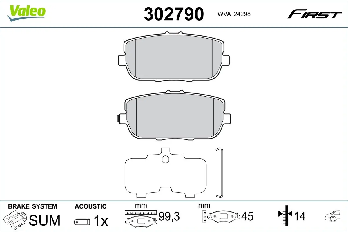 Bremsbelagsatz, Scheibenbremse Hinterachse VALEO 302790