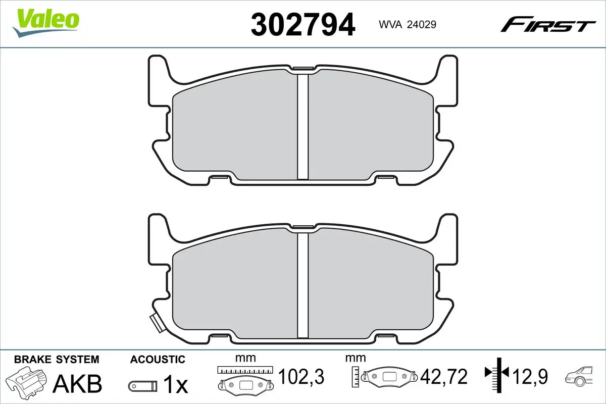 Bremsbelagsatz, Scheibenbremse Hinterachse VALEO 302794