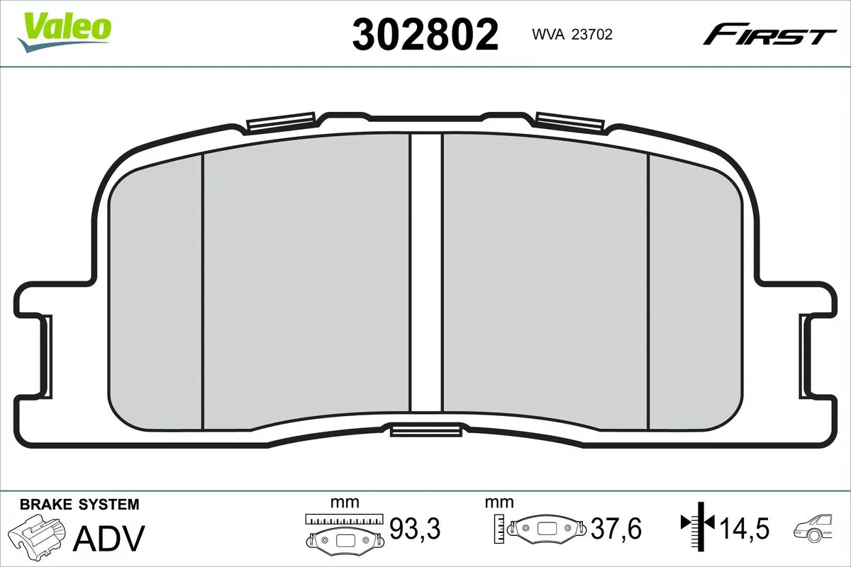 Bremsbelagsatz, Scheibenbremse Hinterachse VALEO 302802