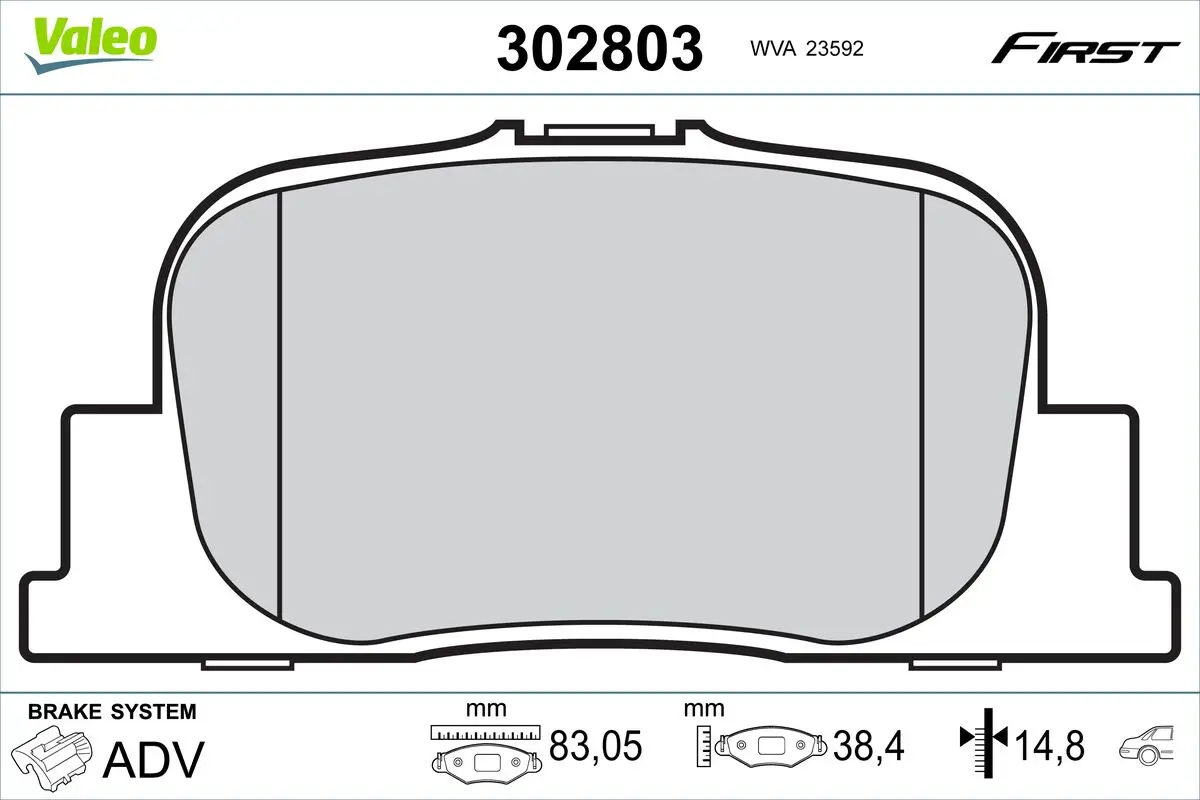 Bremsbelagsatz, Scheibenbremse Hinterachse VALEO 302803