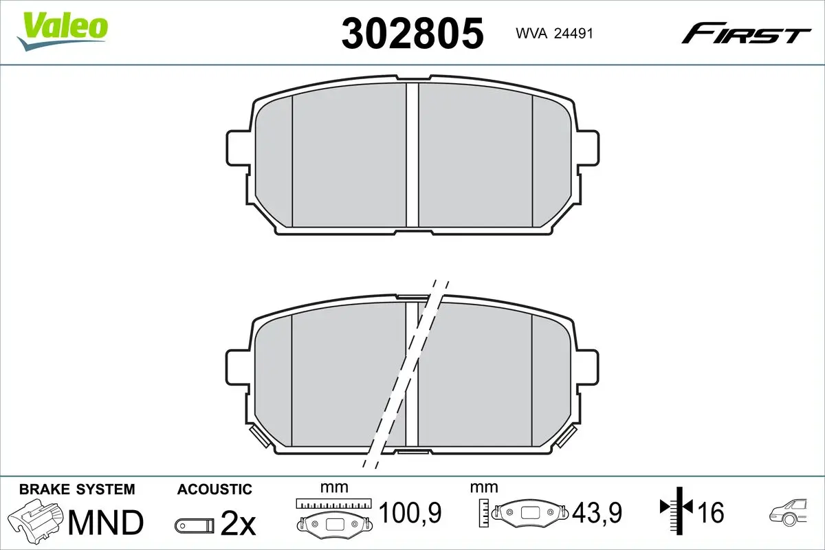 Bremsbelagsatz, Scheibenbremse Hinterachse VALEO 302805