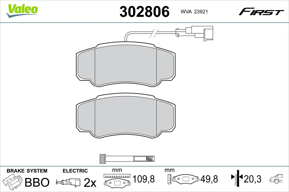Bremsbelagsatz, Scheibenbremse Hinterachse VALEO 302806