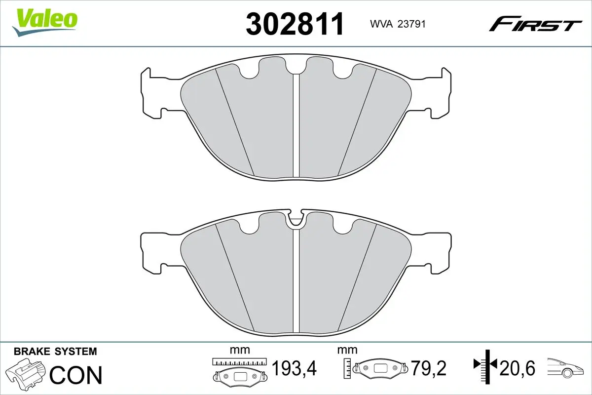 Bremsbelagsatz, Scheibenbremse Vorderachse VALEO 302811