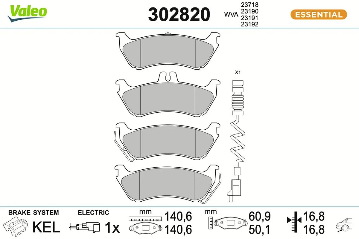 Bremsbelagsatz, Scheibenbremse Hinterachse VALEO 302820